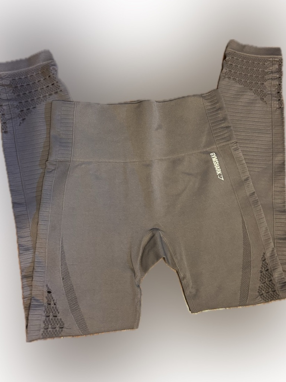 Gymshark MED energy seamless Gray eyelet detailed active compression Leggings - Picture 2 of 7